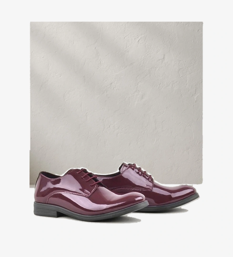 Bordo Rugan Bağcıklı Oxford Çocuk Okul Ayakkabısı - Görsel 1