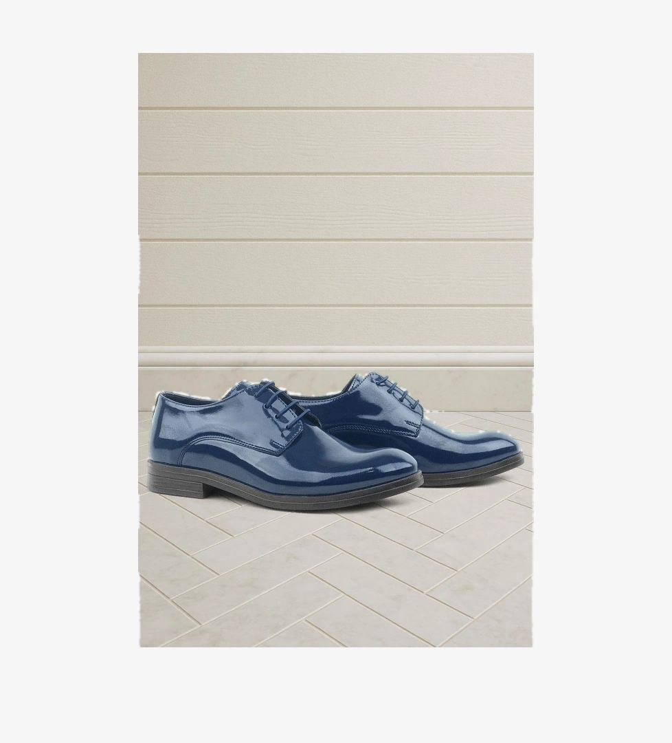 Lacivert Rugan Bağcıklı Oxford Çocuk Okul Ayakkabısı - Görsel 1