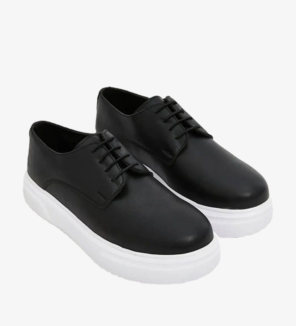 Rakerplus Derby Siyah Mat Beyaz Taban Çocuk Klasik Ayakkabı model görseli