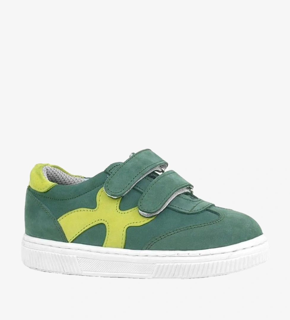 Hakiki Deri Yeşil Cırtlı Çocuk Spor Ayakkabı - Görsel 1