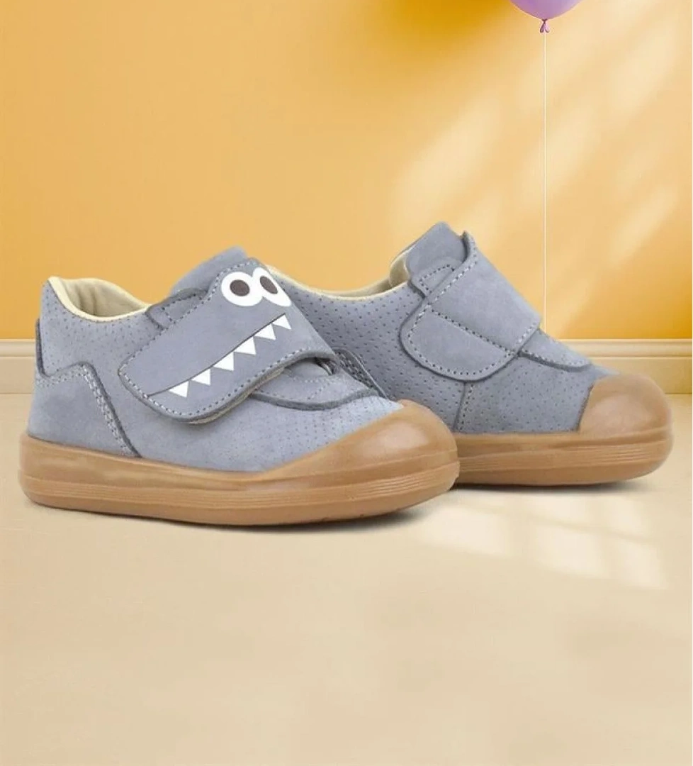 Rakerplus Dino Hakiki Deri Gri Yüksek Bilekli Bebek Ayakkabı model görseli