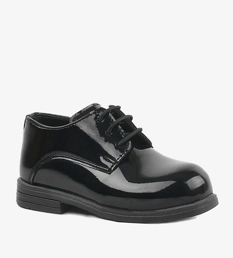 Siyah Rugan Bağcıklı Oxford Çocuk Okul Ayakkabısı - Görsel 1