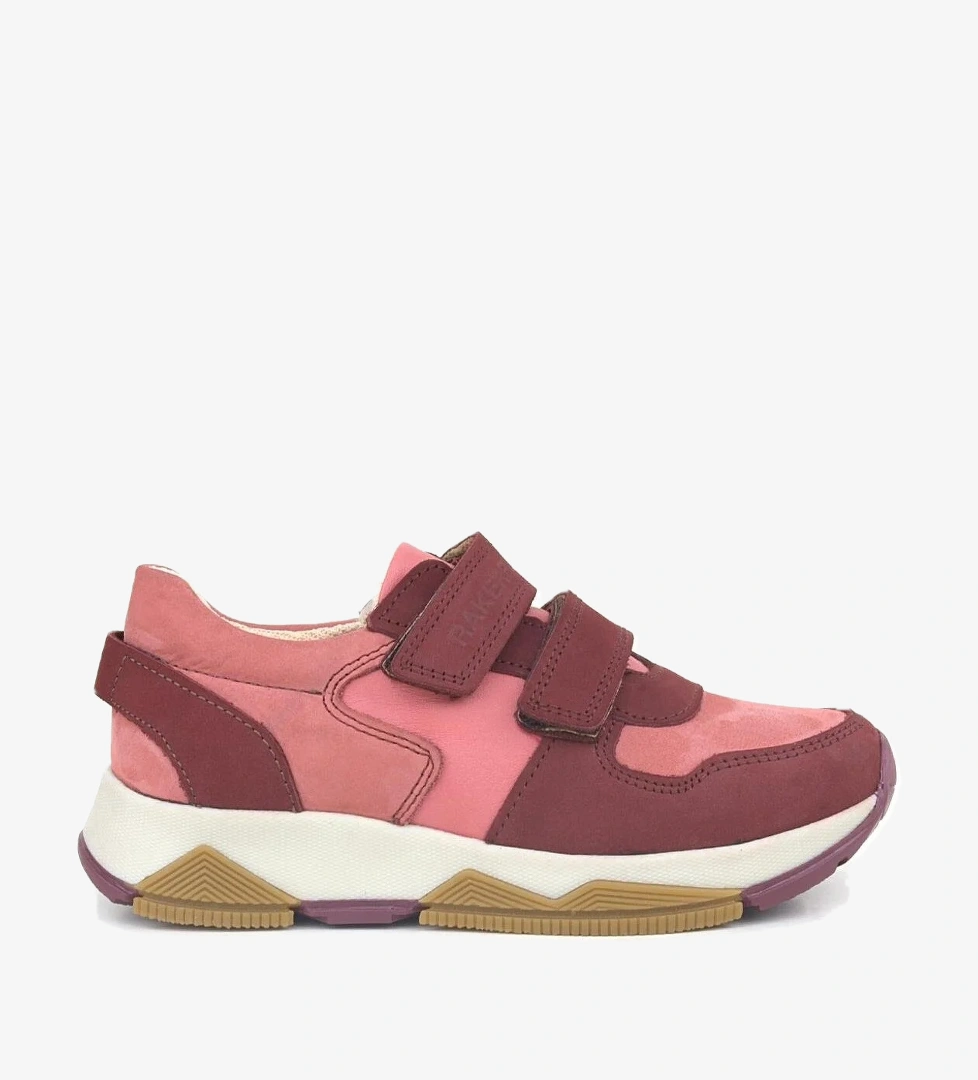 Hakiki Deri Bordo Pembe Kız Çocuk Sneakers Spor Ayakkabı - Görsel 1