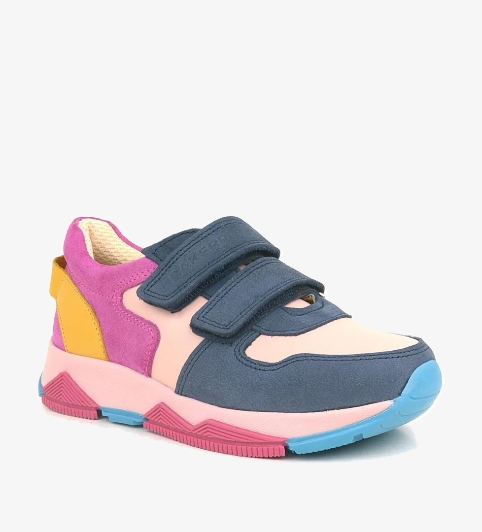 Hakiki Deri Lacivert Pembe Çocuk Sneakers Spor Ayakkabı - Görsel 1