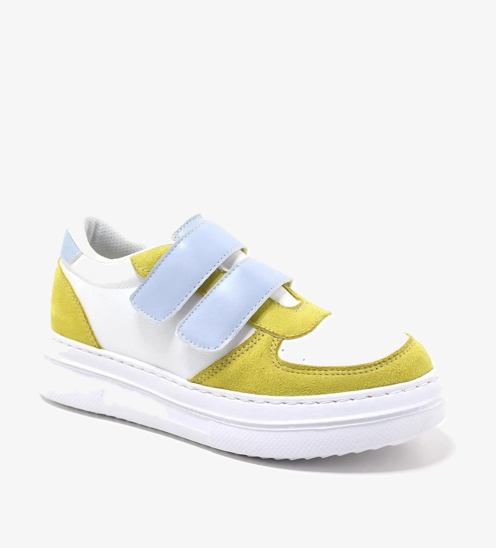 Hapshoe Kids Artico Hellsa Beyaz Sarı Cırtlı Çocuk Spor Ayakkabı model görseli