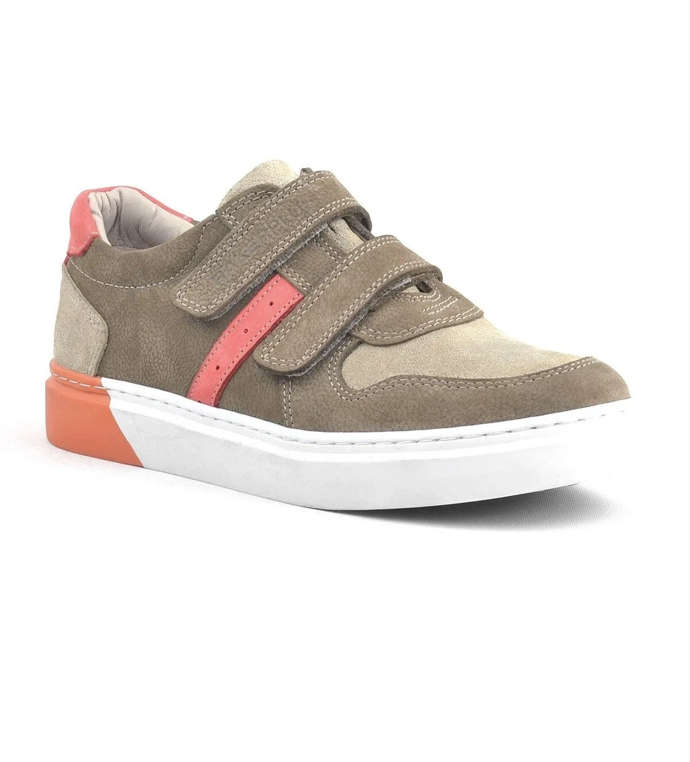 Hakiki Deri Cırtlı Kum Rengi Erkek Çocuk Spor Ayakkabı - Görsel 1