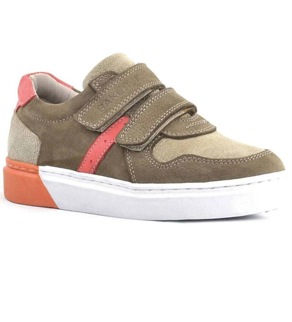 Hakiki Deri Kum Rengi Cırtlı Erkek Çocuk Sneaker - Görsel 1