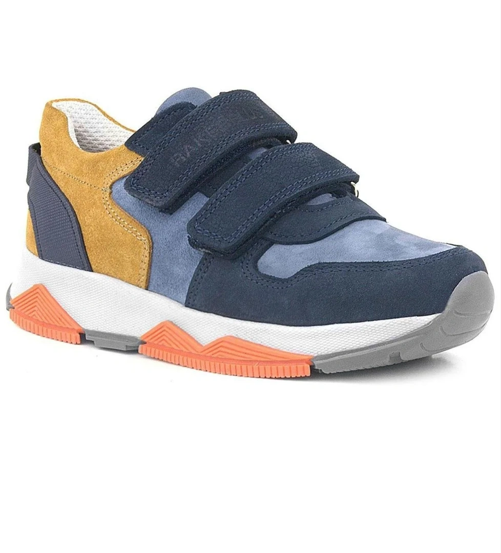 Hakiki Deri Lacivert Taba Çocuk Sneakers Spor Ayakkabı - Görsel 1