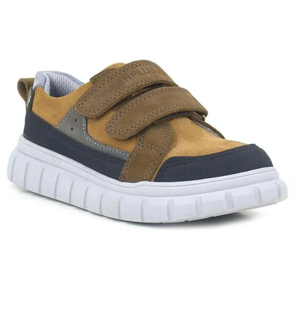 Hakiki Deri Kahverengi Cırtlı Çocuk Günlük Spor Okul Ayakkabı - Görsel 1
