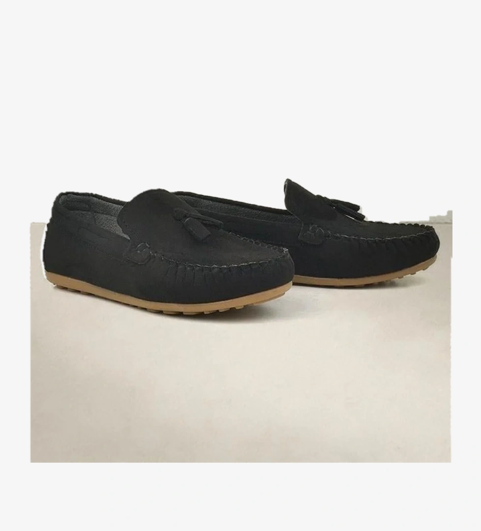 Siyah Süet Erkek Çocuk Makosen Ayakkabı - Görsel 1