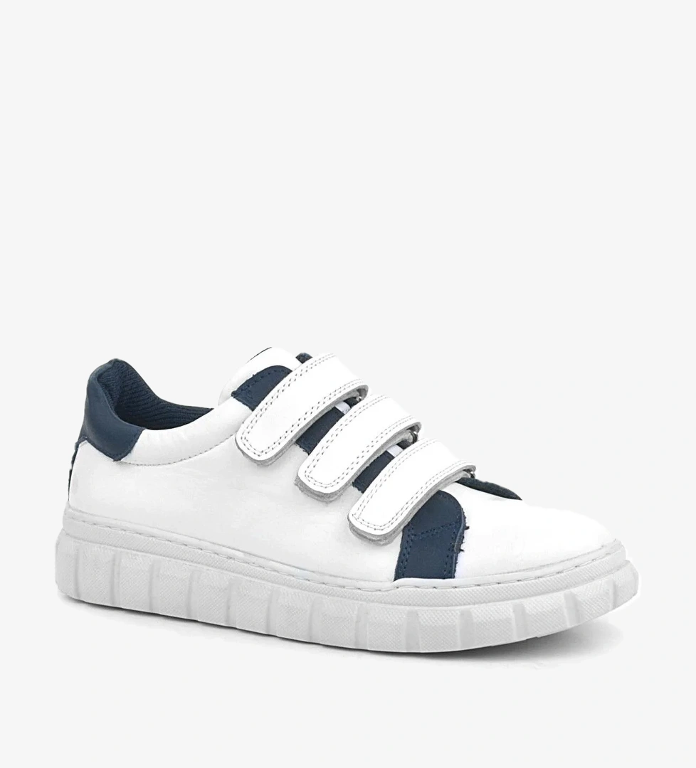 Hakiki Deri Beyaz Cırtlı Çocuk Günlük Spor Okul Ayakkabı - Görsel 1