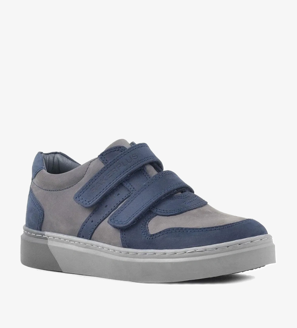 Rakerplus Hakiki Deri Lacivert Gri Cırtlı Erkek Çocuk Sneaker Ayakkabı model görseli