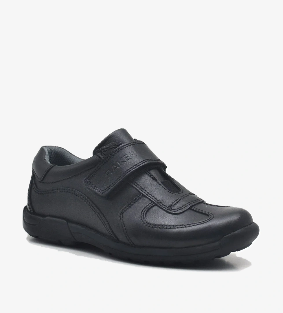 Rakerplus Hakiki Deri Siyah Cırtlı Erkek Çocuk Okul Ayakkabısı model görseli