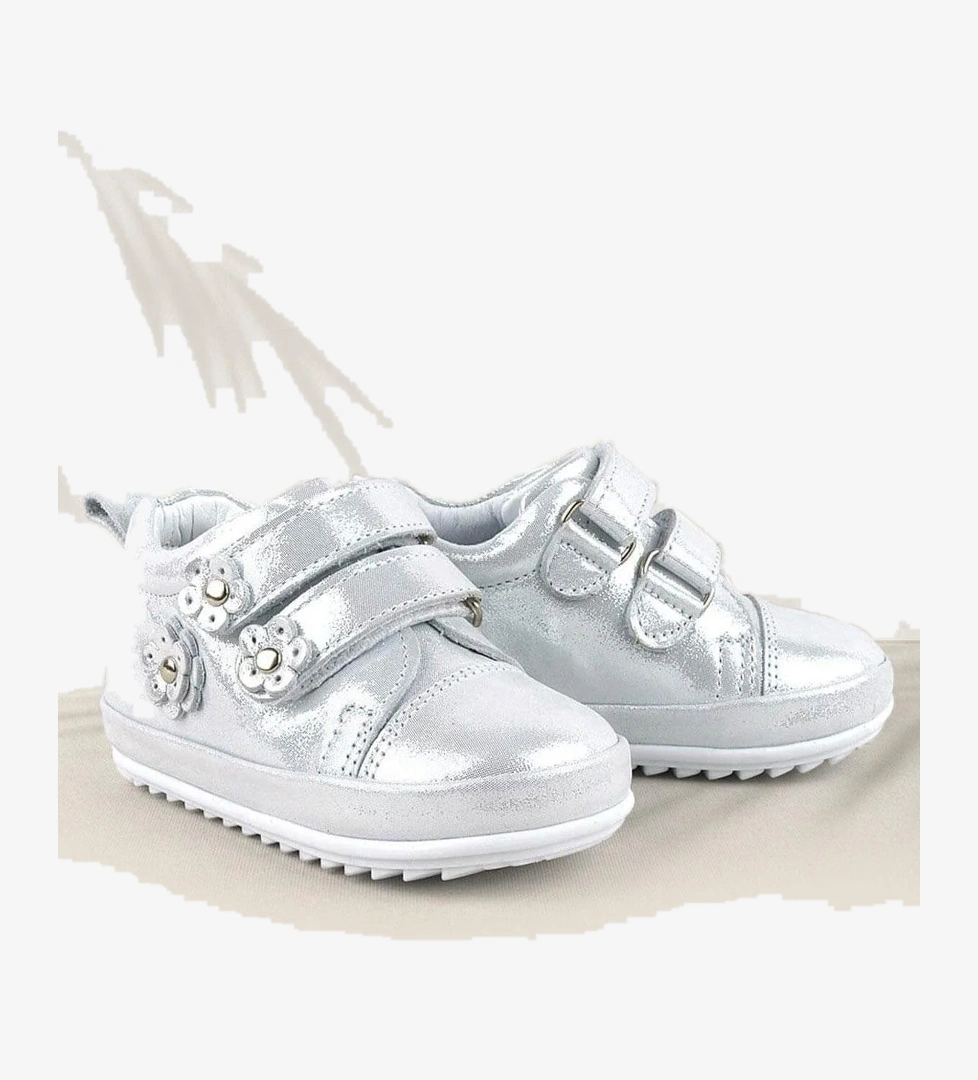 Limpo Hakiki Deri Gümüş Anatomik Kız Bebek İlk Adım Ayakkabısı - Görsel 1