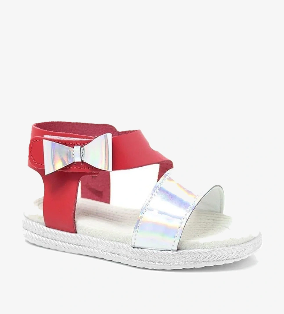 Hapshoe Kids Artico Elenis Hakiki Deri Kırmızı Gümüş Kız Bebek Sandalet model görseli