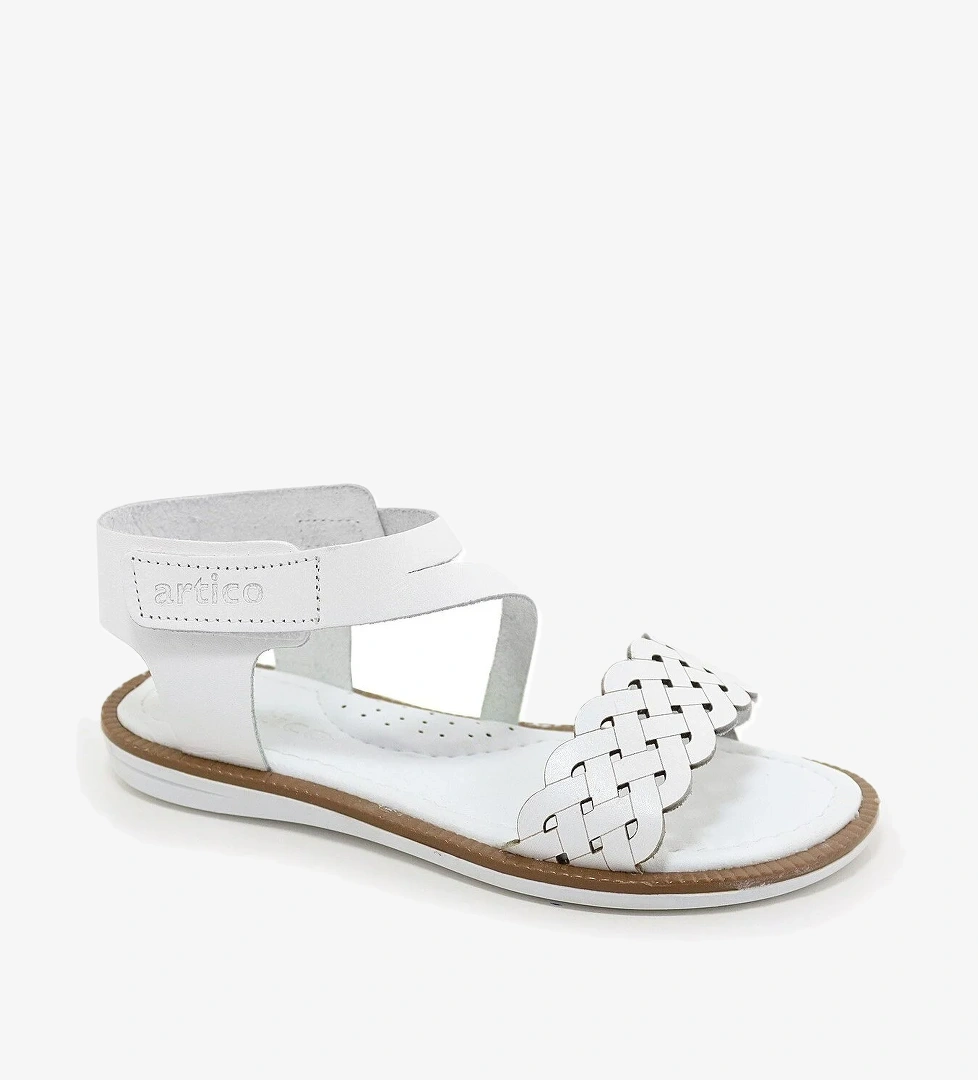 Hapshoe Kids Artico Etoile Hakiki Deri Vaketa Beyaz Kız Çocuk Sandalet model görseli