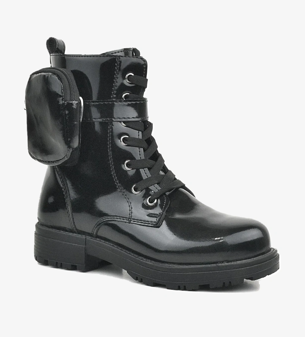 Rakerplus Siyah Rugan Fermuarlı Bağcıklı Cüzdanlı Kız Çocuk Bot model görseli