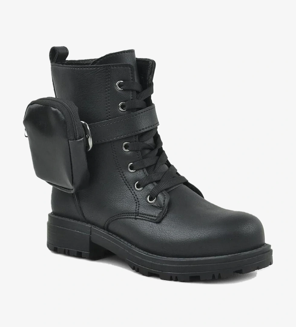 Rakerplus Siyah Fermuarlı Bağcıklı Cüzdanlı Kız Çocuk Bot model görseli