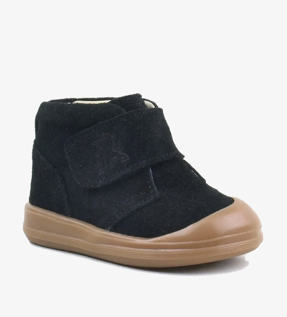 Yoohoo Hakiki Deri Siyah Cırtlı Unisex Bebek Bot - Görsel 1