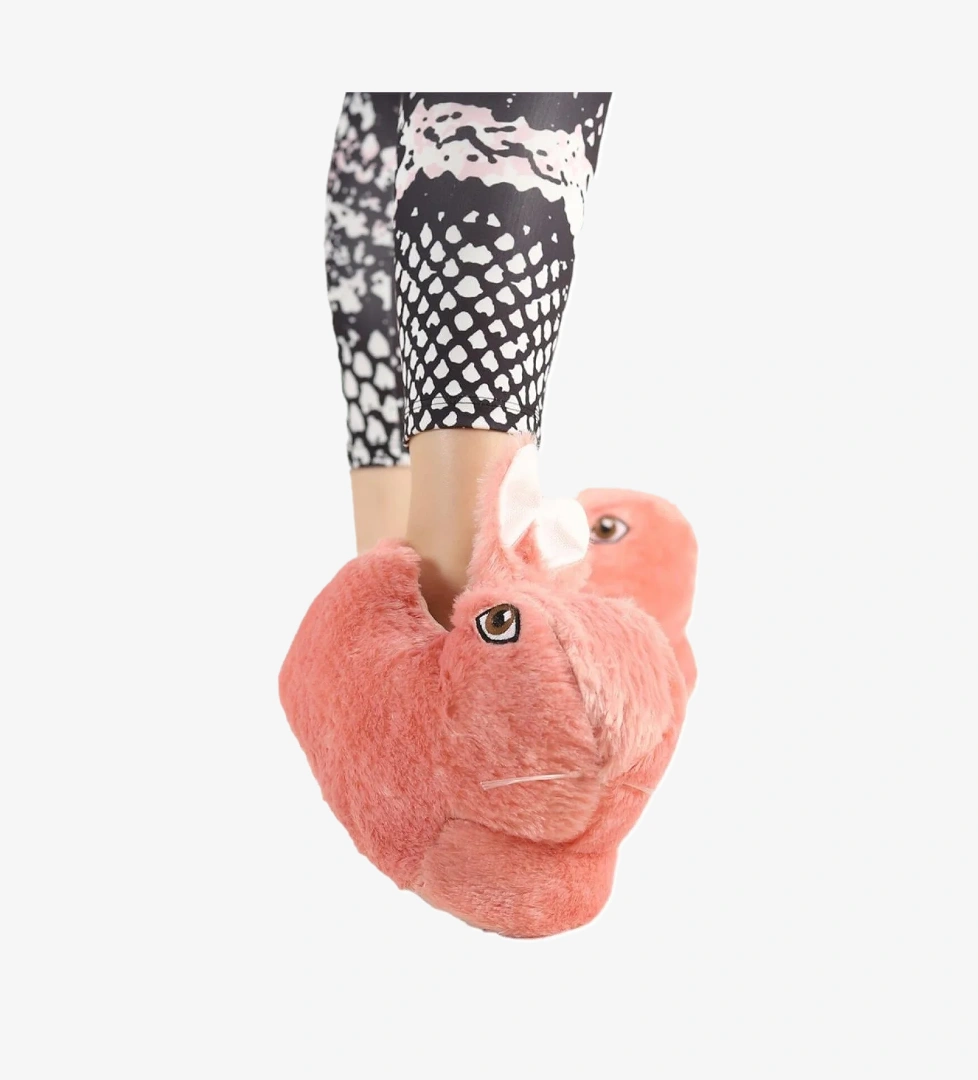 Peluş Tavşan Figürlü Kaymaz ve Ses Yapmaz Ev Panduf PUDRA