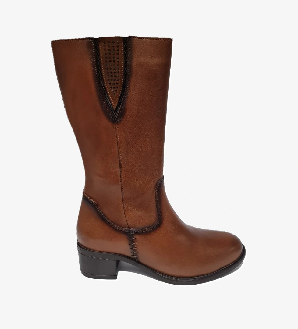 İçi Polarlı %100 Hakiki/Gerçek Deri Fermuarlı Rahat Kadın Kısa Topuk Çizme 9289