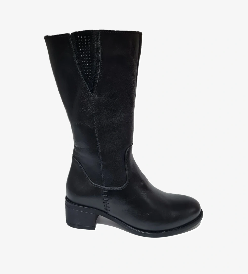 İçi Polarlı %100 Hakiki/Gerçek Deri Fermuarlı Rahat Kadın Kısa Topuk Çizme 9289 - Görsel 1