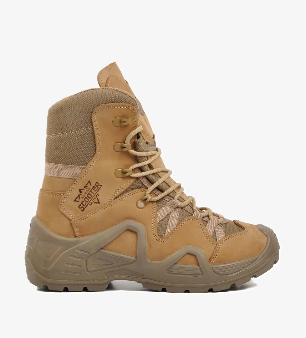 P1490 Bej Nubuk Hakiki Deri Su Geçirmez Erkek Askeri Bot - Görsel 1