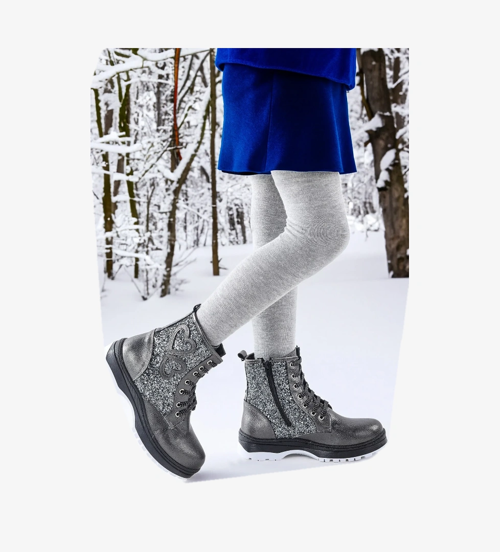 612 Vakko Termo Taban Kız Çocuk Bot Ayakkabı Platin - Görsel 1