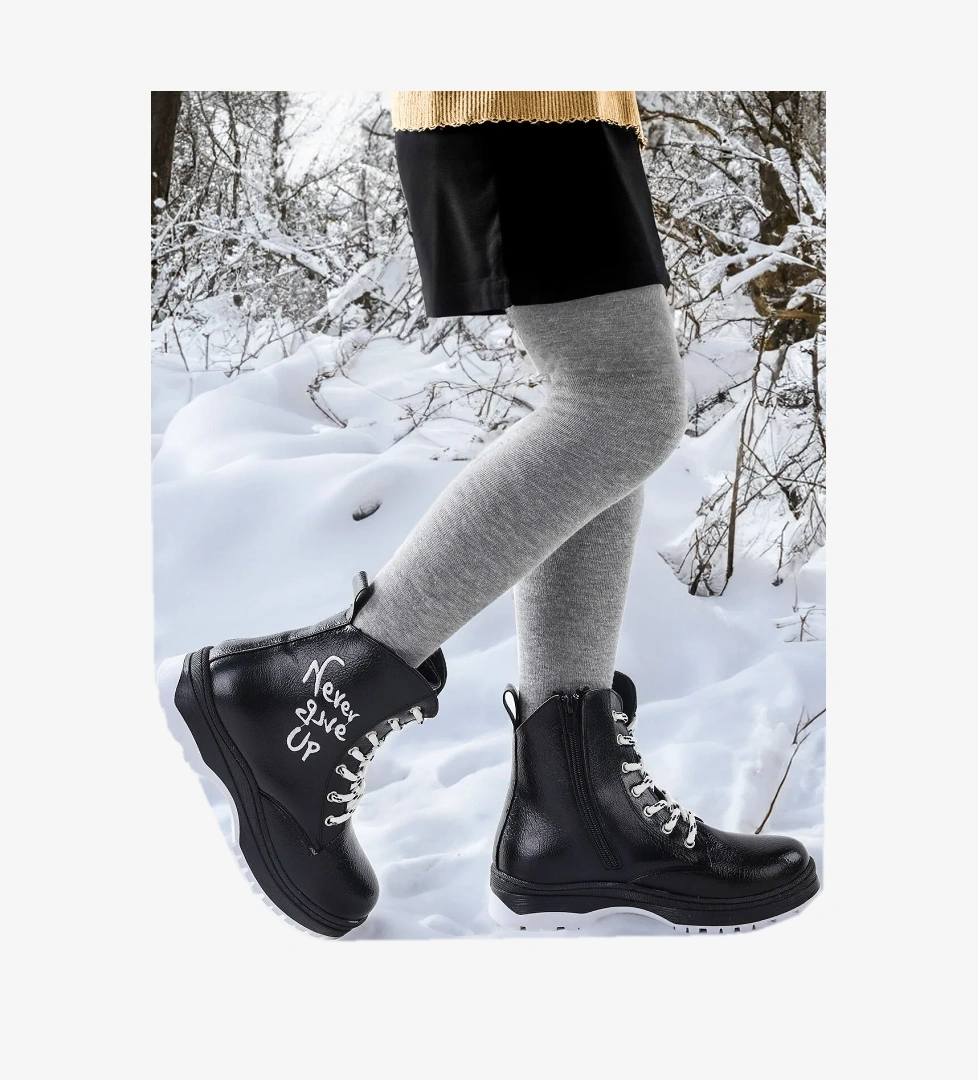 Termo Taban Kız Çocuk Bot 610 Çatlak Siyah - Beyaz - Görsel 1