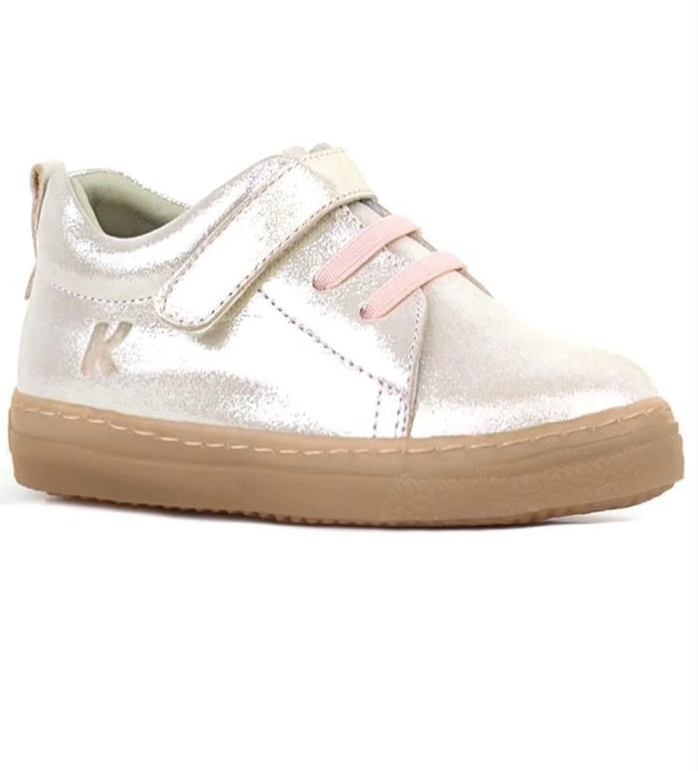 Hapshoe Kids Anatomik Hakiki Deri Yumuşak Pudra Simli Lastikli Cırtlı Çocuk Ayakkabı model görseli
