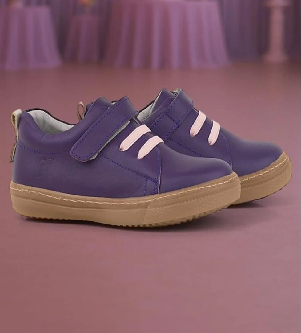 Hapshoe Kids Anatomik Hakiki Deri Yumuşak Mor Lastikli Cırtlı Çocuk Ayakkabı model görseli