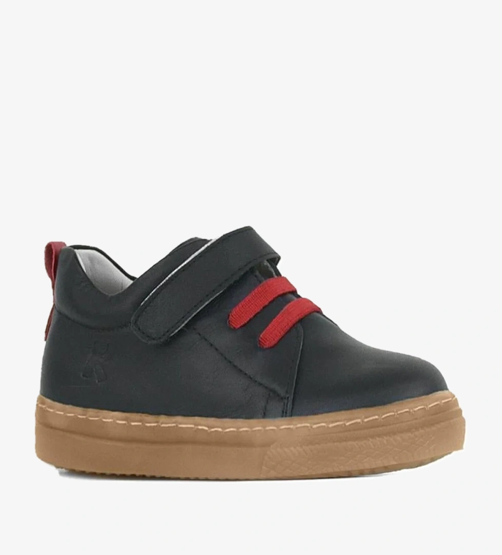 Hapshoe Kids Anatomik Hakiki Deri Yumuşak Siyah Lastikli Cırtlı Çocuk Ayakkabı model görseli