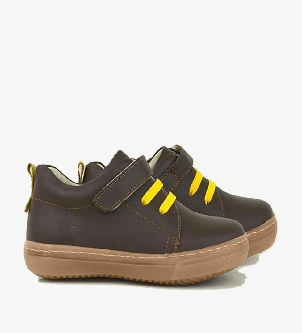 Anatomik Hakiki Deri Yumuşak Kahverengi Lastikli Cırtlı Çocuk Ayakkabı - Görsel 1