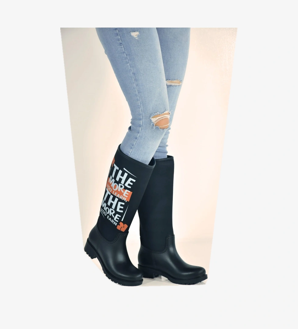 Kadın Fashion Özel Tasarım Siyah Çizme - Görsel 1