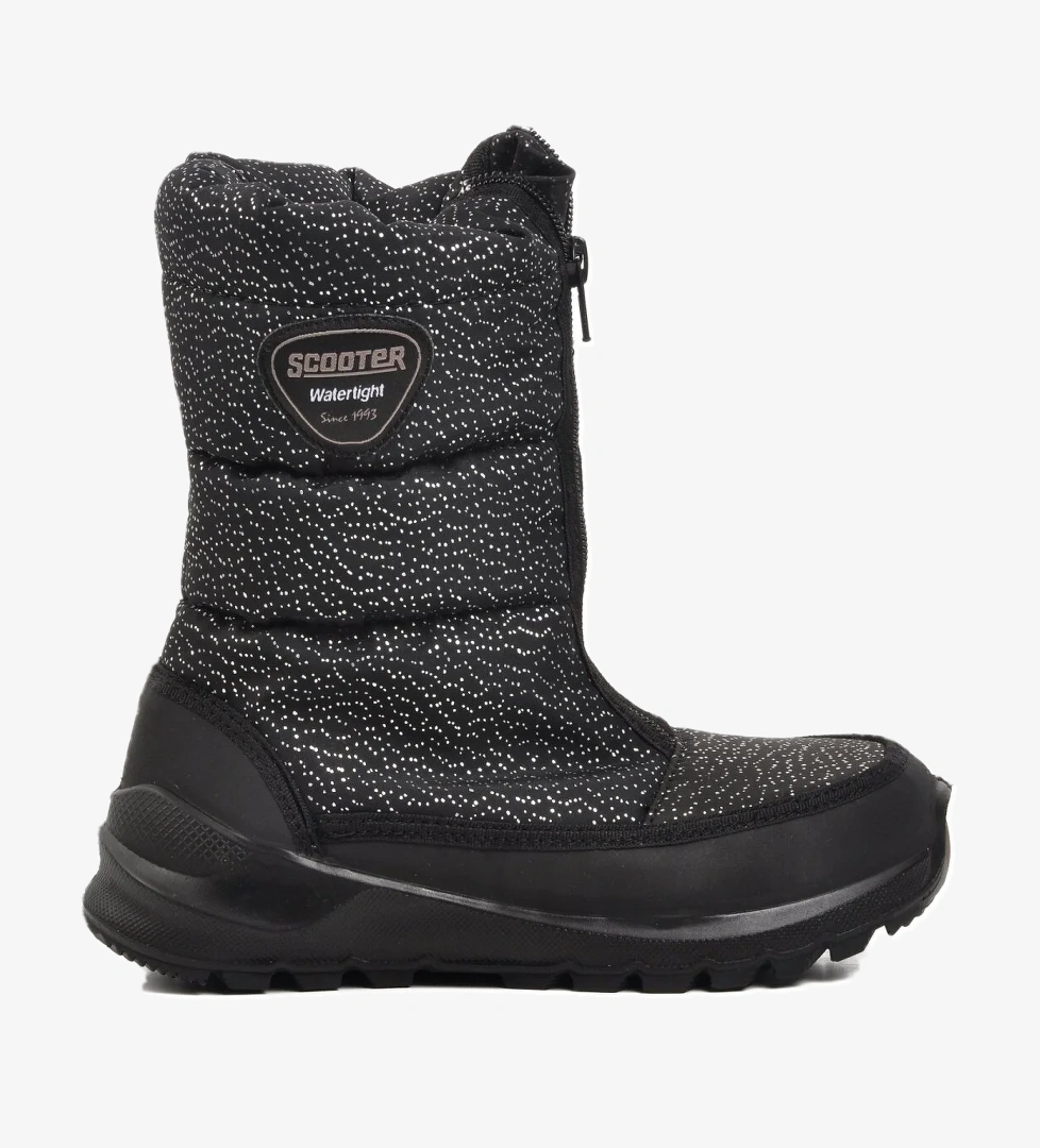 F7447-F Siyah Simli İçi Kürklü Su Geçirmez Çocuk Kar Botu