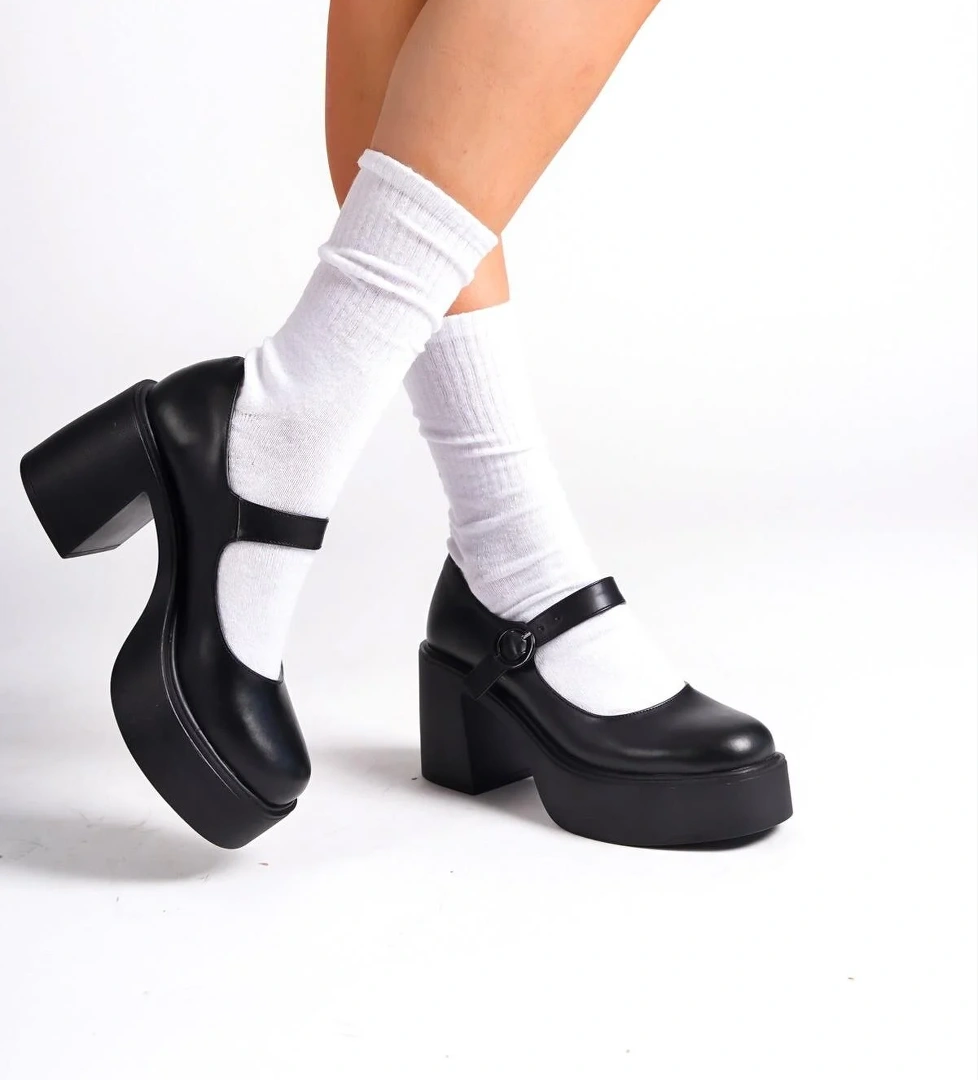 Modabuymuş BİZA Siyah Mat Kalın Platform Topuklu Mary Jane Günlük Ayakkabı Özellikleri model görseli