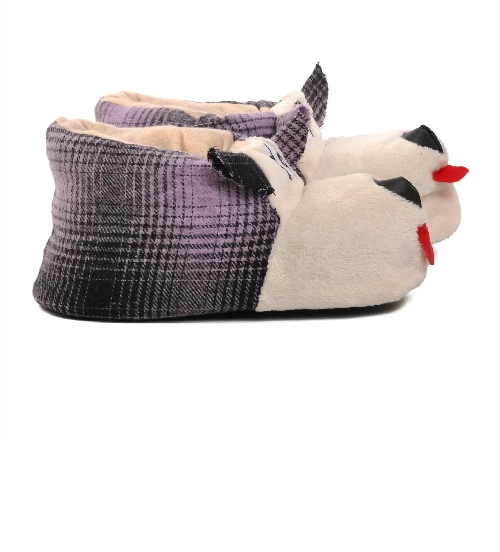 Köpekli Mor-Bej Kadın Panduf