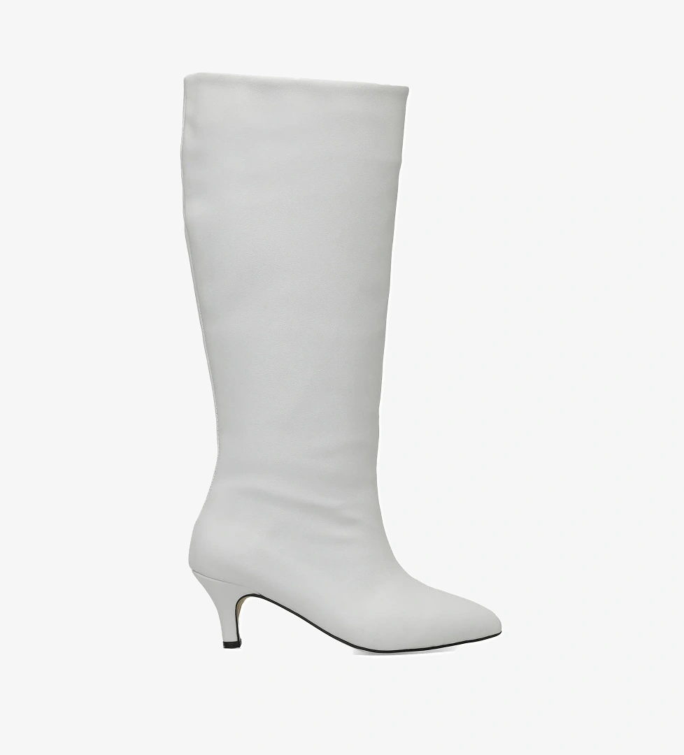 HELLY 3PR Beyaz Kadın Topuklu Çizme - Görsel 1