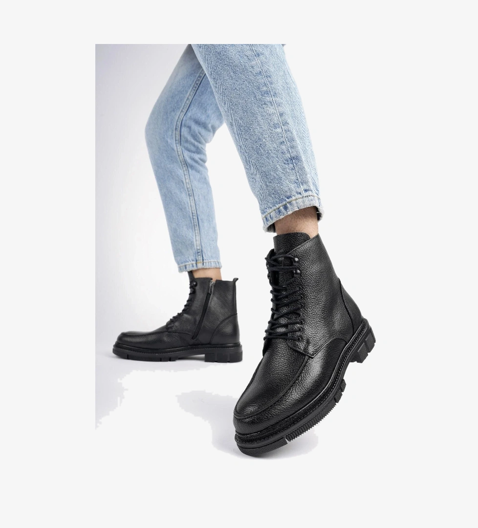 DARWİN Hakiki Deri Fermuarlı Bağcıklı Garantili Erkek Rahat Hafif Taban Casual Kışlık Bot