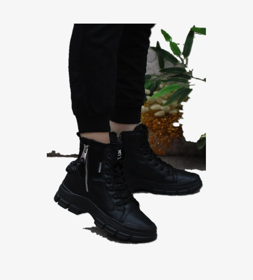 5428 Fashıon Kaymaz Taban İçi Kürklü Kadın Bot - Görsel 1