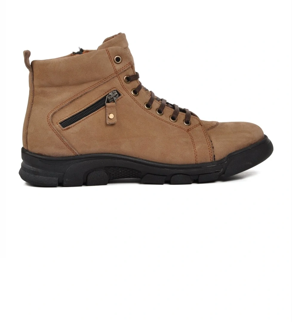 7376 Kum Nubuk İçi Kürklü Hakiki Deri Erkek Bot - Görsel 1