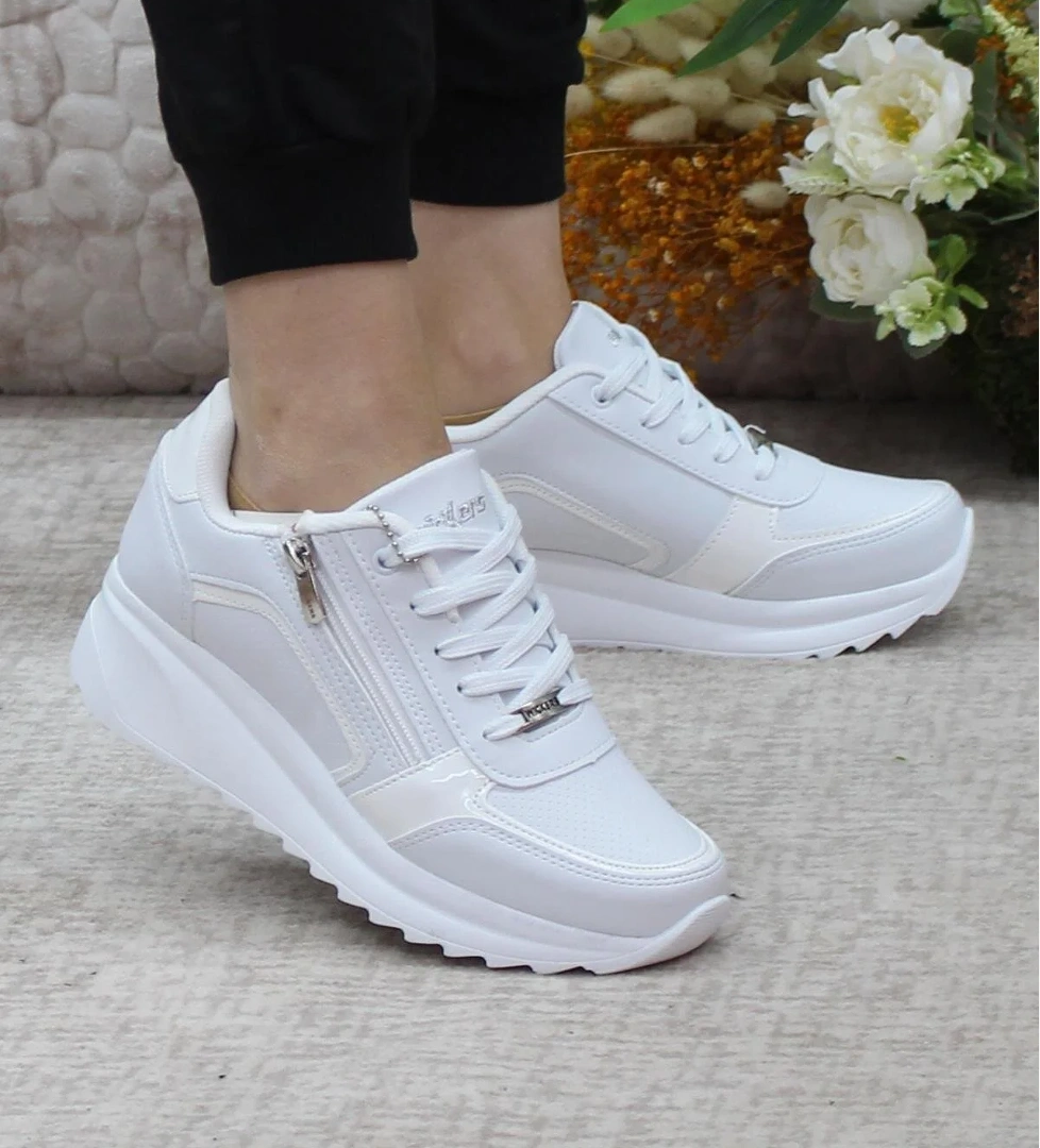 2161 Anatomik Fermuarlı Bağçıklı Dolgu Taban Kadın Spor Ayakkabı - Görsel 1