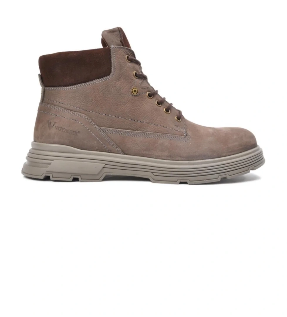 Voyager 4976 Gri Nubuk Fermuarlı Hakiki Deri Erkek Bot model görseli
