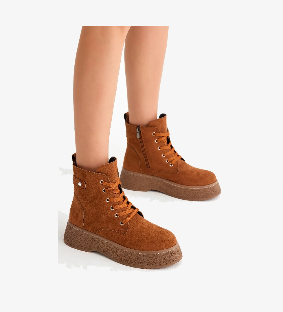 Kadın Taba Süet Yüksek Poli Taban Bağcıklı Süet Bot