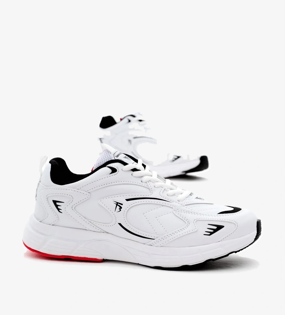 Unisex Beyaz Cilt Rahat Kalıp Yüksek Faylon Taban Bağcıklı Spor Ayakkabı