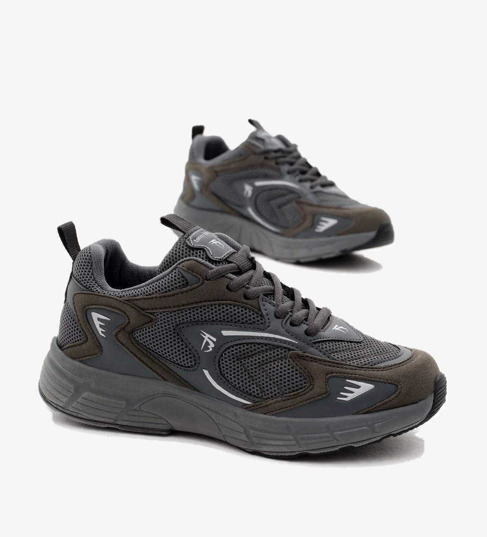 Unisex Füme Rahat Kalıp Yüksek Faylon Taban Bağcıklı Spor Ayakkabı