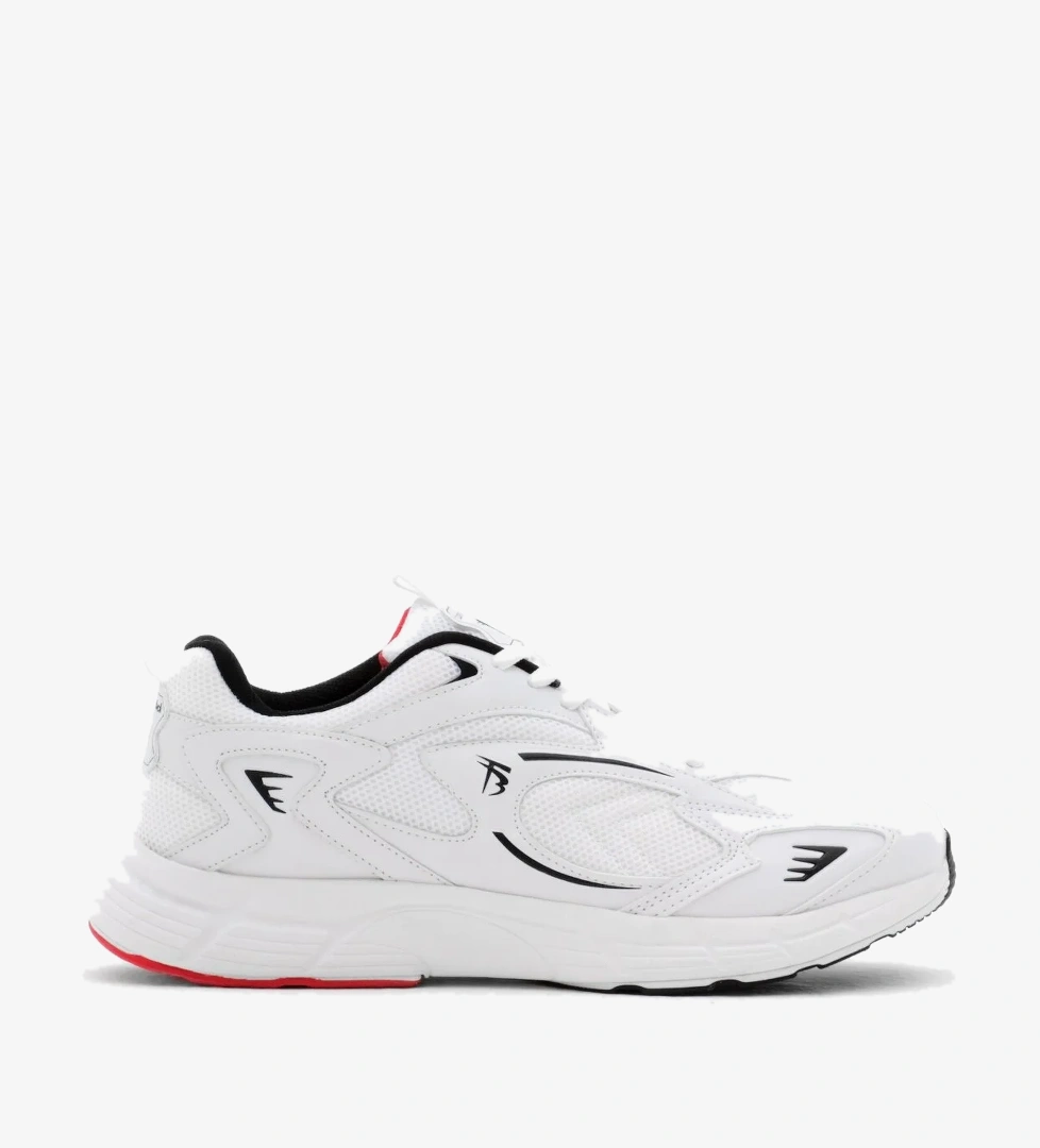 Unisex Beyaz Siyah Rahat Kalıp Yüksek Faylon Taban Bağcıklı Spor Ayakkabı