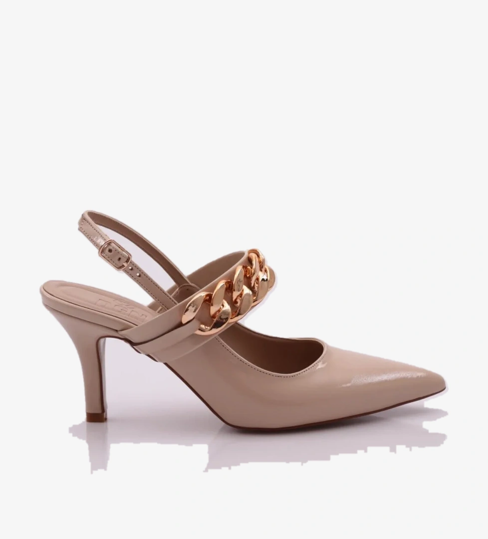 605 Kadin Aksesuarli Bantli Topuklu Ayakkabi - Görsel 1