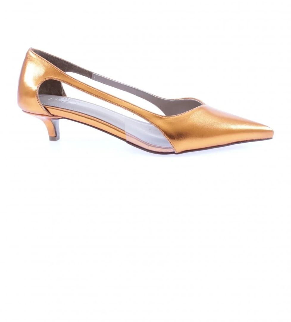 Y4200-23Y Kadin Yanlari Açik Sivri Burun Kisa Topuklu Ayakkabi