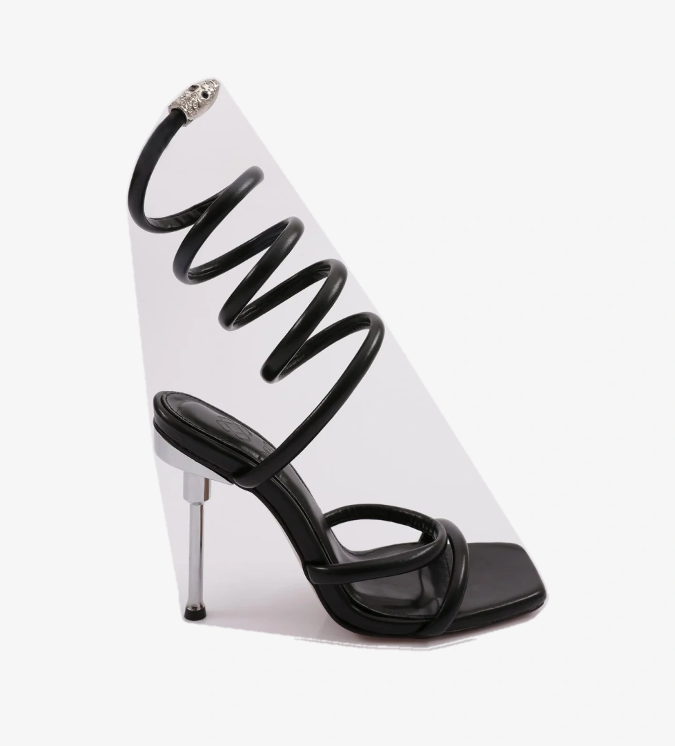 1274 Kadin Bilekten Sarmali Topuklu Ayakkabi